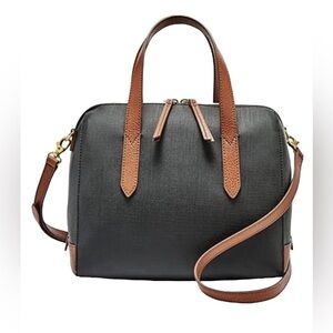 Fossil Sydney Satchel bag crossbody purse handle strap black brown